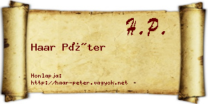 Haar Péter névjegykártya